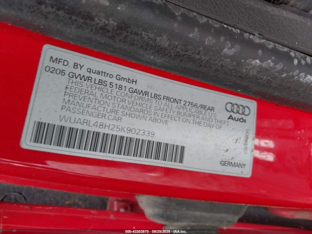 2005 AUDI S4 WUARL48H25K902339 Photo 8