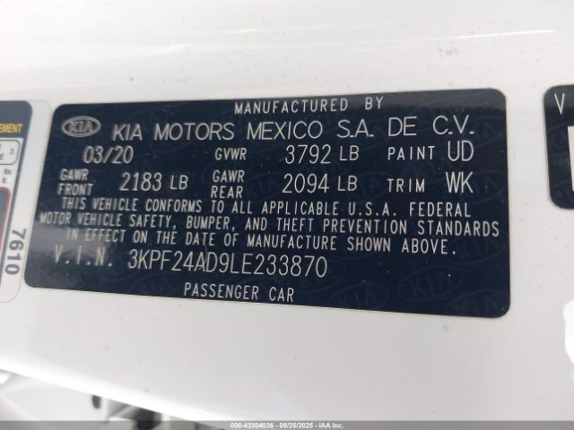 2020 KIA FORTE 3KPF24AD9LE233870 Photo 8
