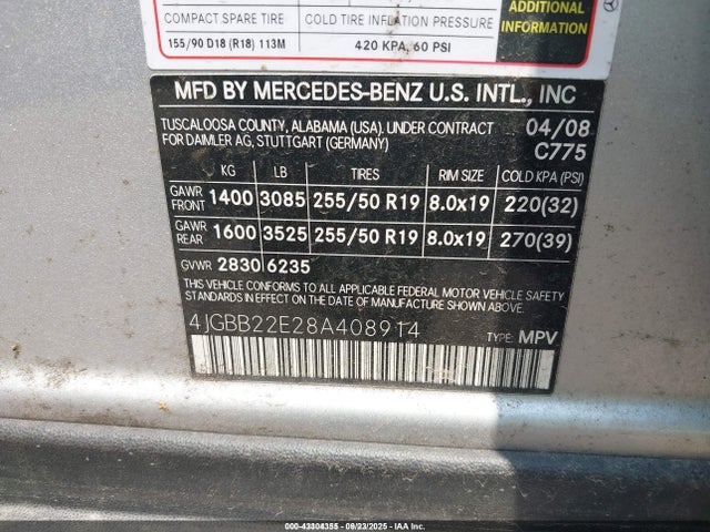 2008 MERCEDES-BENZ ML 320 CDI 4JGBB22E28A408914 Photo 8