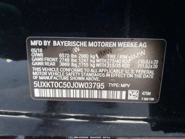5UXKT0C50J0W03795 BMW X5