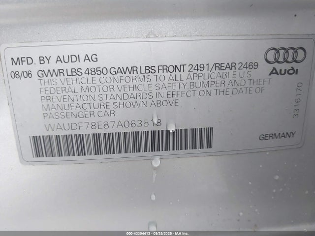 2007 AUDI A4 WAUDF78E87A063518 Photo 8