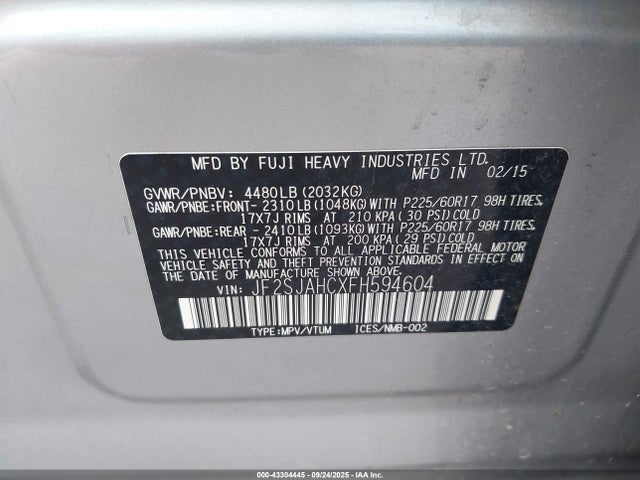 JF2SJAHCXFH594604 Subaru 2.5na u5