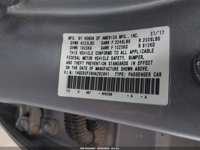 1HGCR2F36HA262841 Honda k24w1
