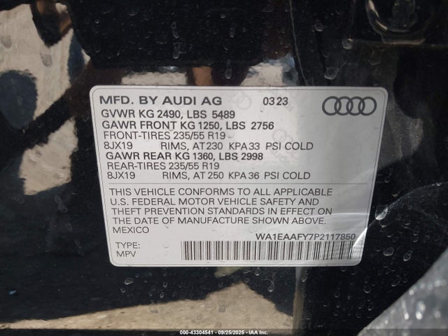 2023 AUDI Q5 WA1EAAFY7P2117850 Photo 8