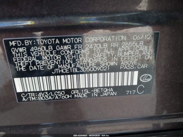 2013 LEXUS GS 350 JTHCE1BL3D5009021 Photo 8