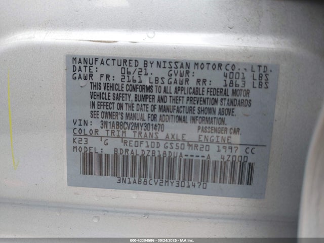 Nissan Sentra 2021 3N1AB8CV2MY301470 Image 9
