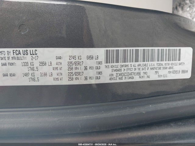 Dodge Grand Caravan Sxt 2017 2C4RDGCG5HR701096 Image 9