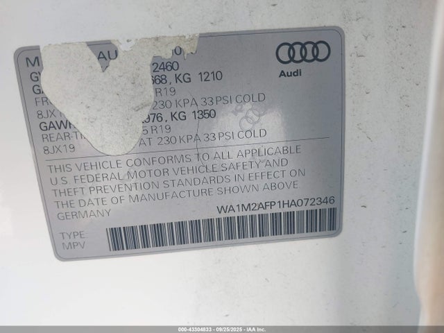 2017 AUDI Q5 WA1M2AFP1HA072346 Photo 8