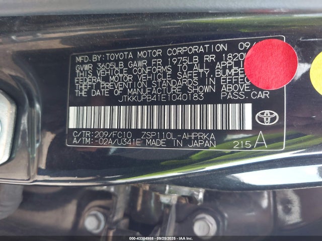 Scion 2zr-fe 2014 JTKKUPB41E1040183 Image 9
