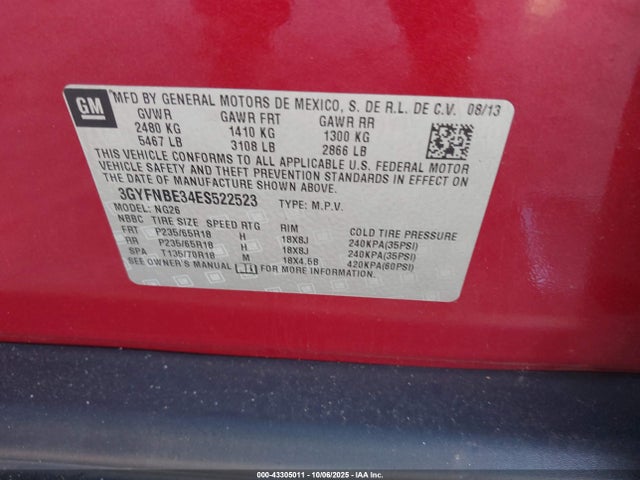 2014 CADILLAC SRX 3GYFNBE34ES522523 Photo 8