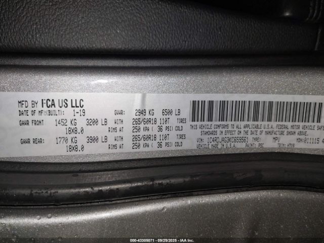 2019 DODGE DURANGO 1C4RDJAG3KC659561 Photo 8