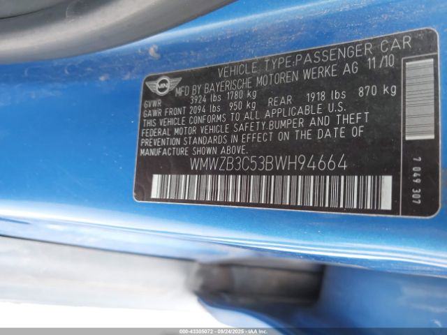 2011 MINI COOPER COUNTRYMAN WMWZB3C53BWH94664 Photo 8