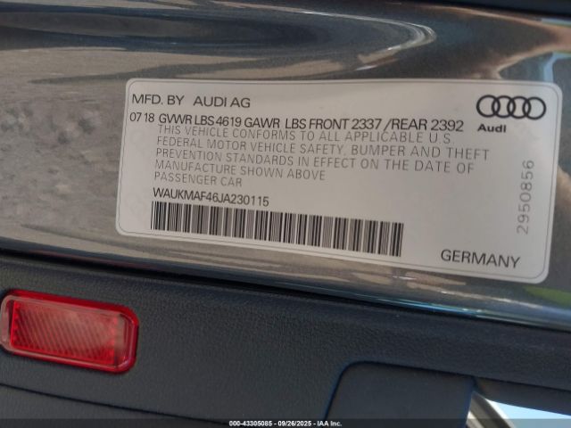 2018 AUDI A4 WAUKMAF46JA230115 Photo 8