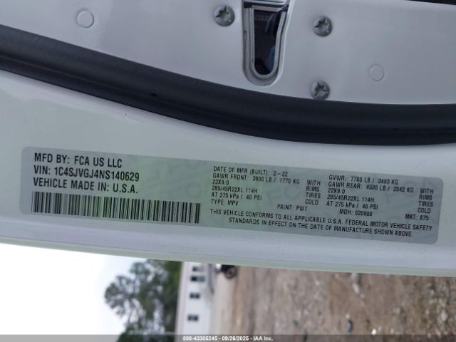 2022 JEEP GRAND WAGONEER 1C4SJVGJ4NS140629 Photo 8