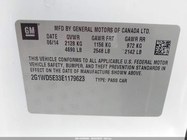 Chevrolet lfx 2014 2G1WD5E33E1179623 Image 9
