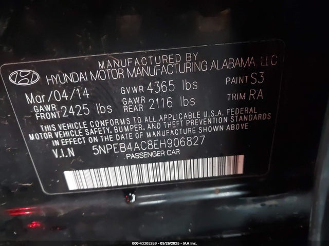 5NPEB4AC8EH906827 Hyundai gamma
