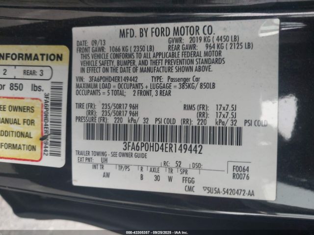2014 FORD FUSION 3FA6P0HD4ER149442 Photo 8
