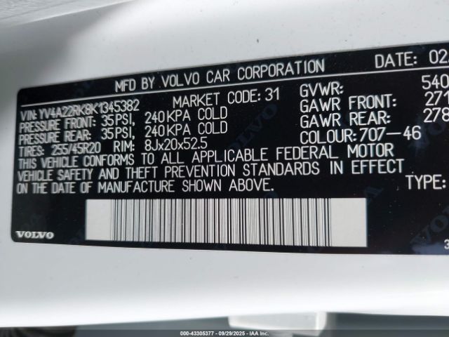 2019 VOLVO XC60 YV4A22RK8K1345382 Photo 8