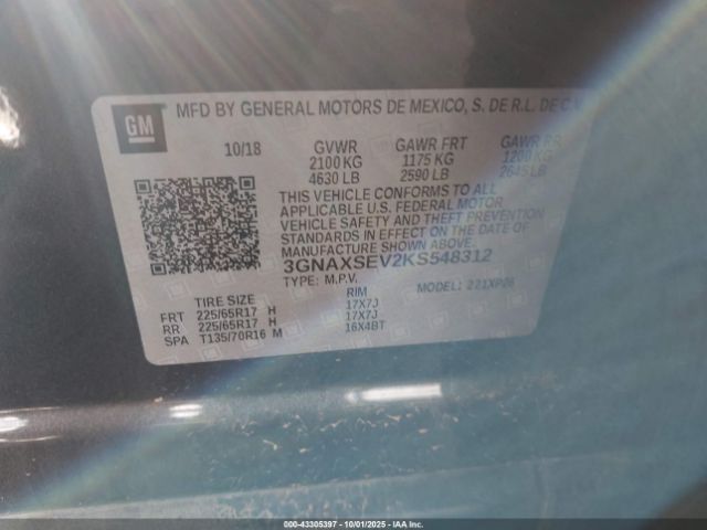 2019 CHEVROLET EQUINOX 3GNAXSEV2KS548312 Photo 8