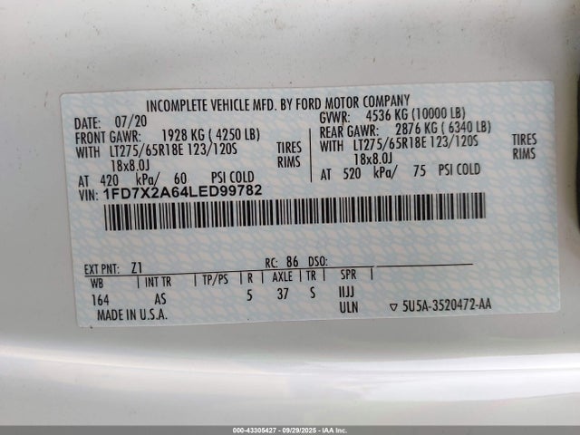 Ford F-250 2020 1FD7X2A64LED99782 Image 9
