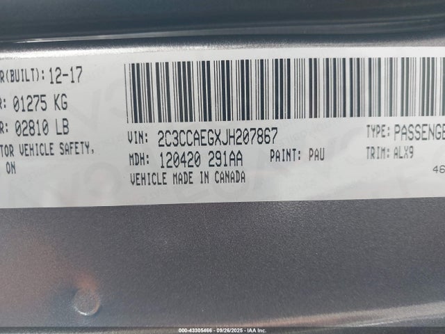 2C3CCAEGXJH207867 Chrysler 300