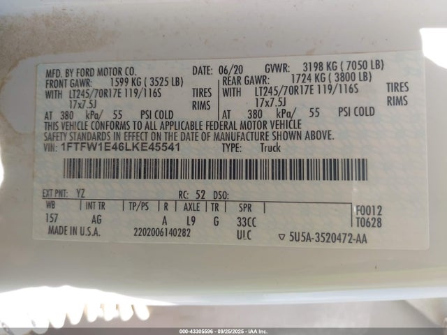1FTFW1E46LKE45541 Ford gtdi