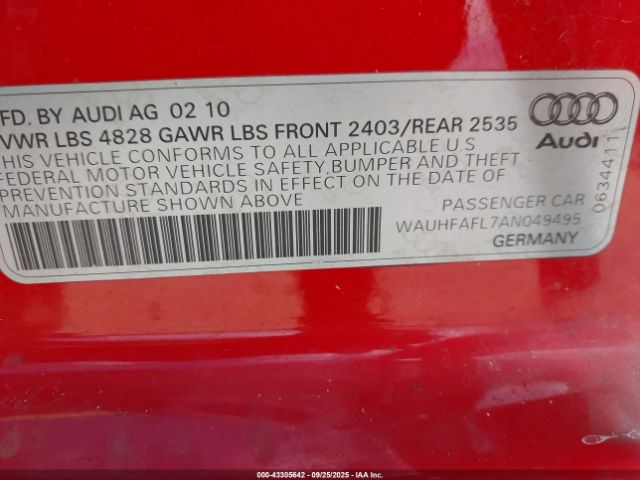 2010 AUDI A4 WAUHFAFL7AN049495 Photo 8