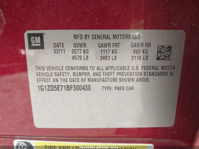 2011 CHEVROLET MALIBU 1G1ZD5E71BF300430 Photo 8