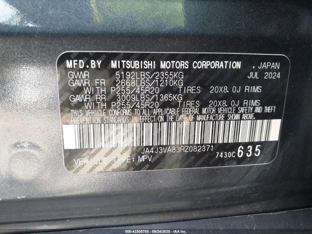 JA4J3VA83RZ082371 Mitsubishi Outlander