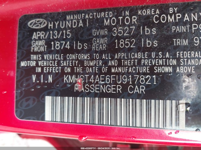 KMHCT4AE6FU917821 Hyundai dohc gdi gamma