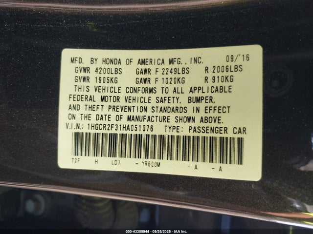 1HGCR2F31HA051076 Honda k24w1