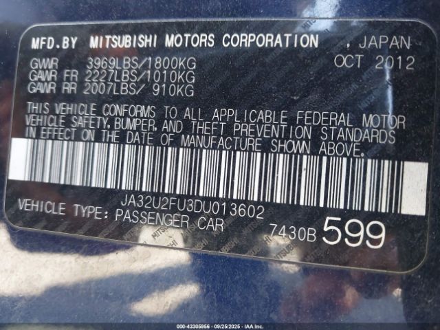 2013 MITSUBISHI LANCER JA32U2FU3DU013602 Photo 8