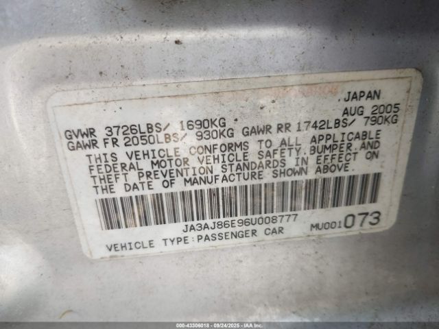 2006 MITSUBISHI LANCER JA3AJ86E96U008777 Photo 8