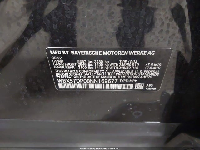 WBX57DP08NN169677 BMW X3