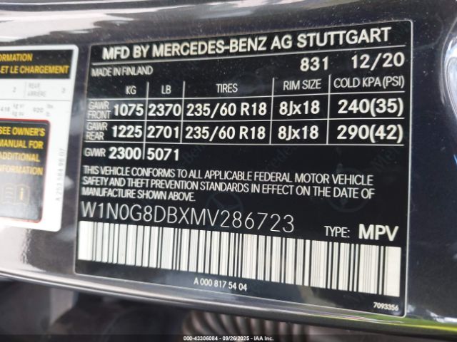 2021 MERCEDES-BENZ GLC 300 W1N0G8DBXMV286723 Photo 8