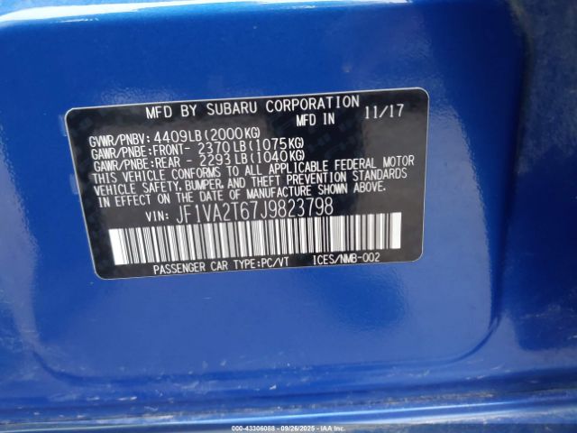 2018 SUBARU WRX STI JF1VA2T67J9823798 Photo 8