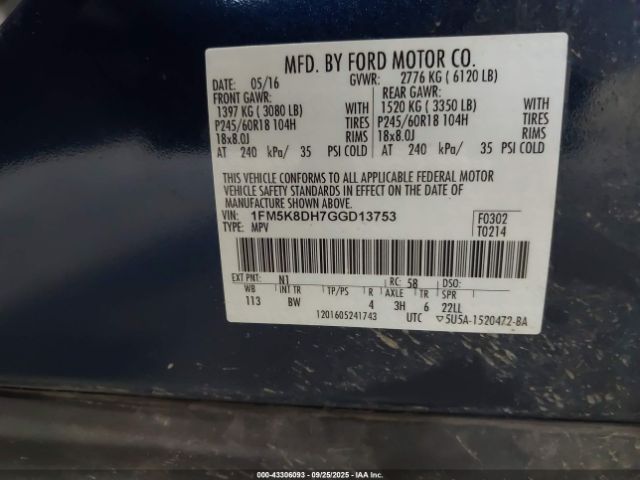 2016 FORD EXPLORER 1FM5K8DH7GGD13753 Photo 8