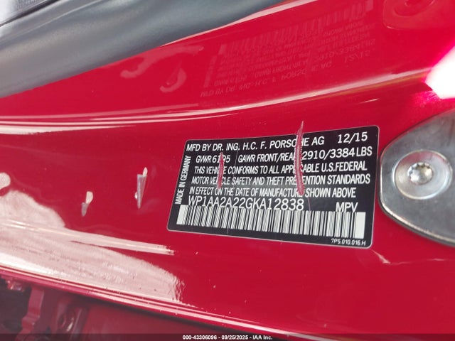 Porsche Cayenne 2016 WP1AA2A22GKA12838 Image 9