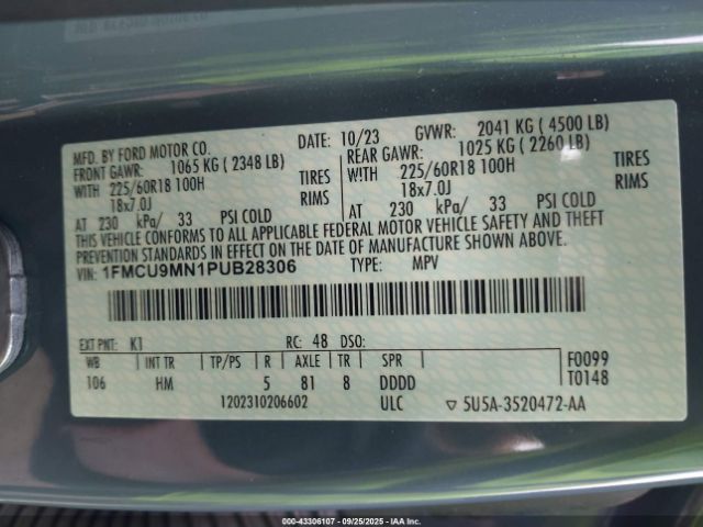 2023 FORD ESCAPE 1FMCU9MN1PUB28306 Photo 8