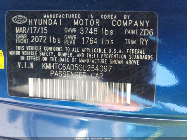 2016 HYUNDAI VELOSTER KMHTC6AD5GU254097 Photo 8