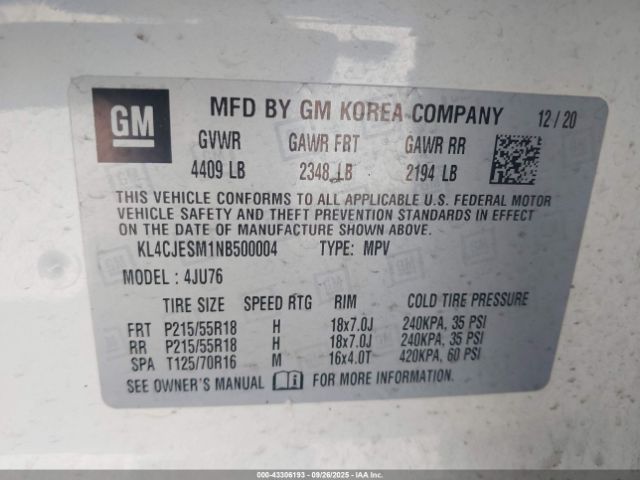 2022 BUICK ENCORE KL4CJESM1NB500004 Photo 8