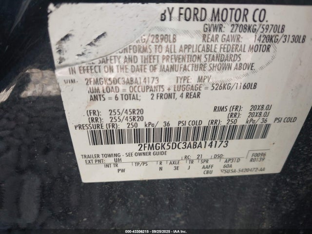 Aukcja sprzedaży 2010 Ford Flex Limited, vin: 2FMGK5DC3ABA14173, numer aukcji: 43306215