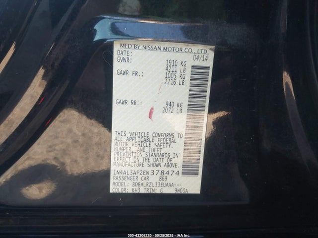 1N4AL3AP2EN378474 Nissan 2014