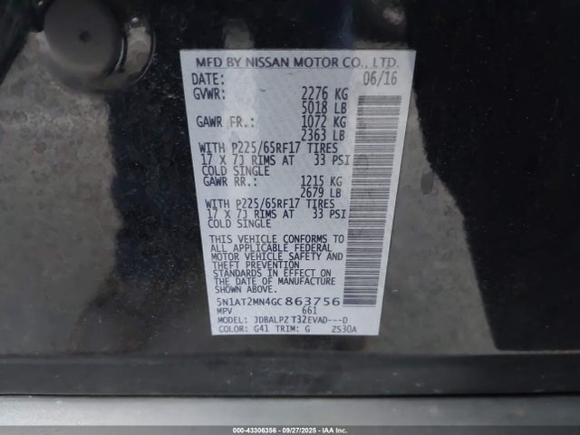 5N1AT2MN4GC863756 Nissan 2016