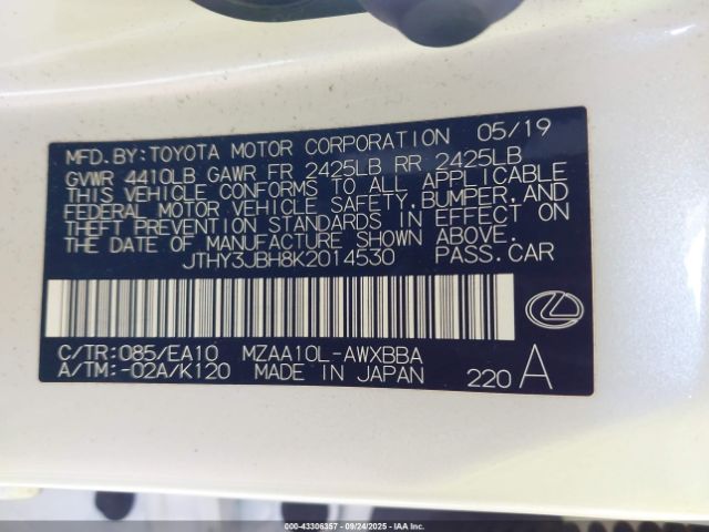 2019 LEXUS UX 200 JTHY3JBH8K2014530 Photo 8