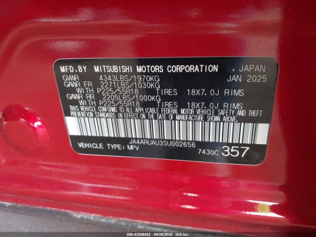 2025 MITSUBISHI OUTLANDER SPORT JA4ARUAU3SU002656 Photo 8