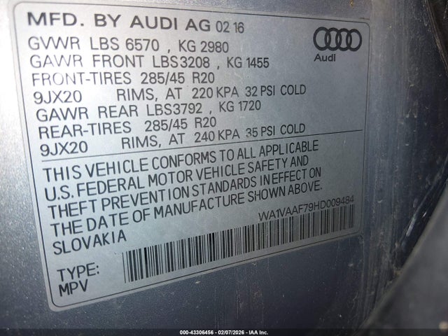 2017 AUDI Q7 WA1VAAF79HD009484 Photo 8
