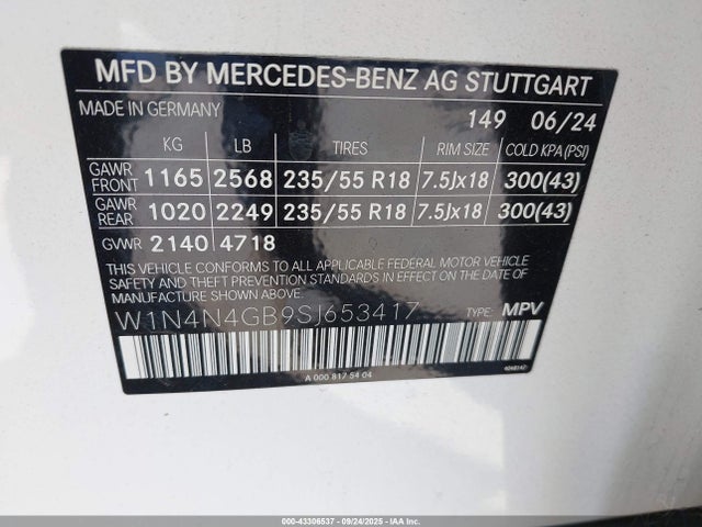 W1N4N4GB9SJ653417 Mercedes-Benz m260