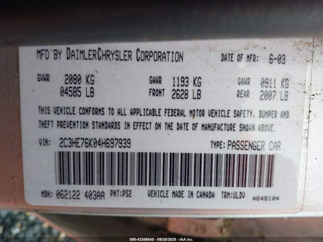 2004 CHRYSLER 300M 2C3HE76K04H697939 Photo 8