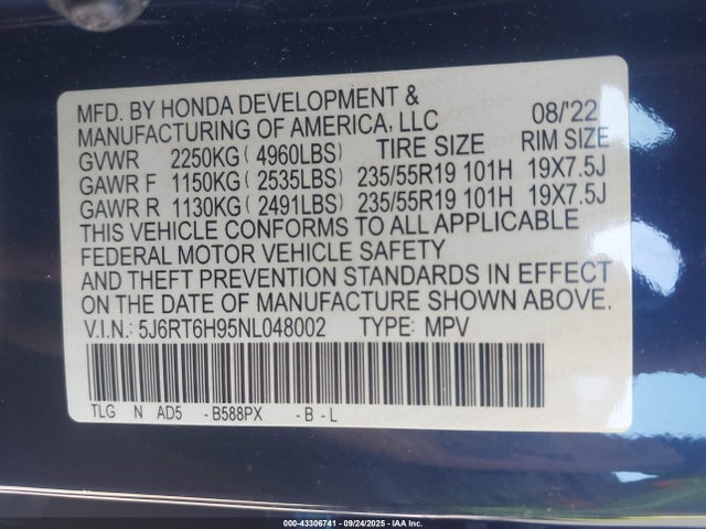 Honda lfb2 2022 5J6RT6H95NL048002 Image 9